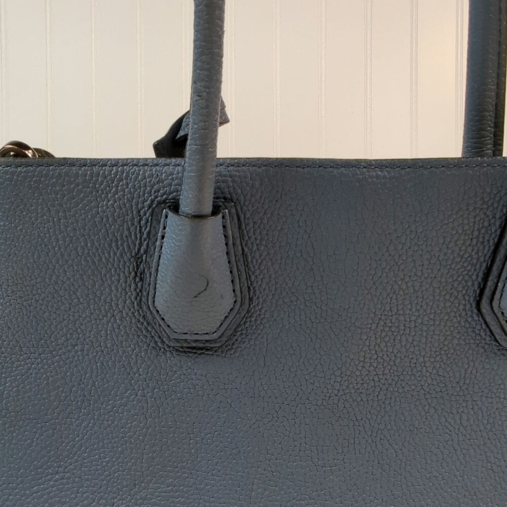 Michael Kors Mercer Leather Satchel Handle Removable Strap Light Blue - Picture 4 of 14